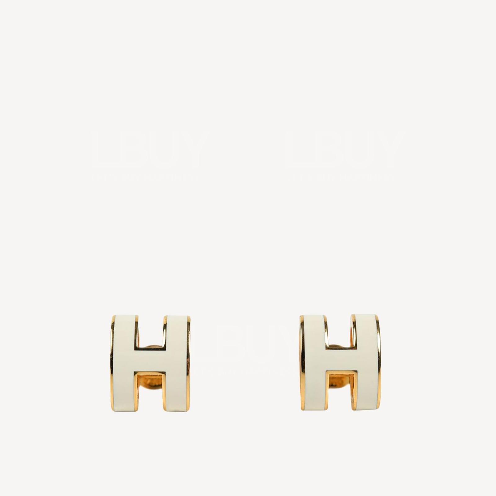 Hermes Pop H Earrings 耳环 白配金色