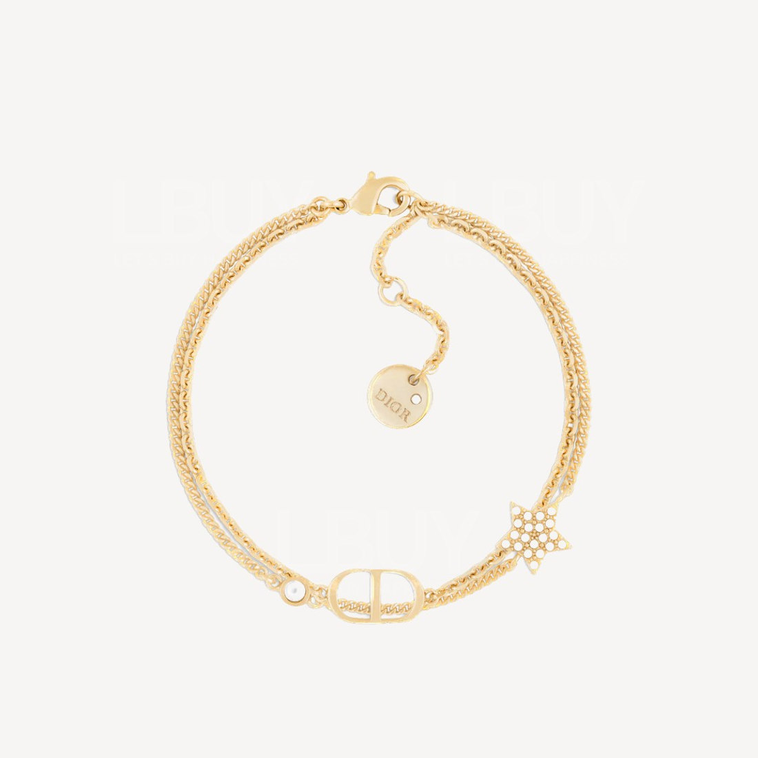 Dior Petit CD 雙環金色手鏈星星配白色水晶