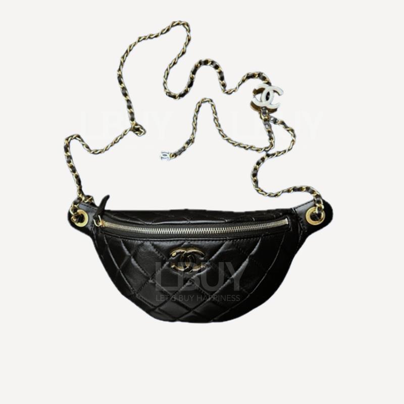 Chanel CC Adjustable Buckle Black Belt Bag Waistbag AP4113