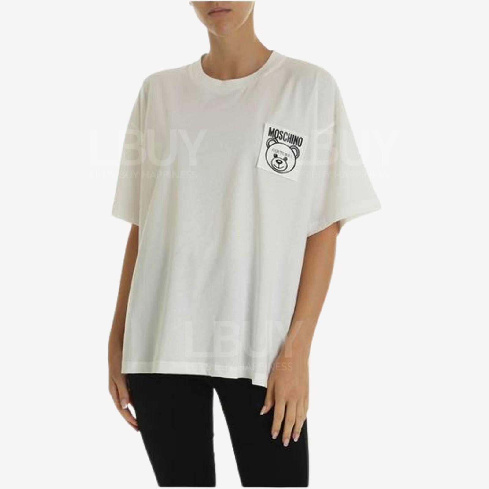 Moschino Couture 口袋泰迪熊Logo 短袖T恤 白色