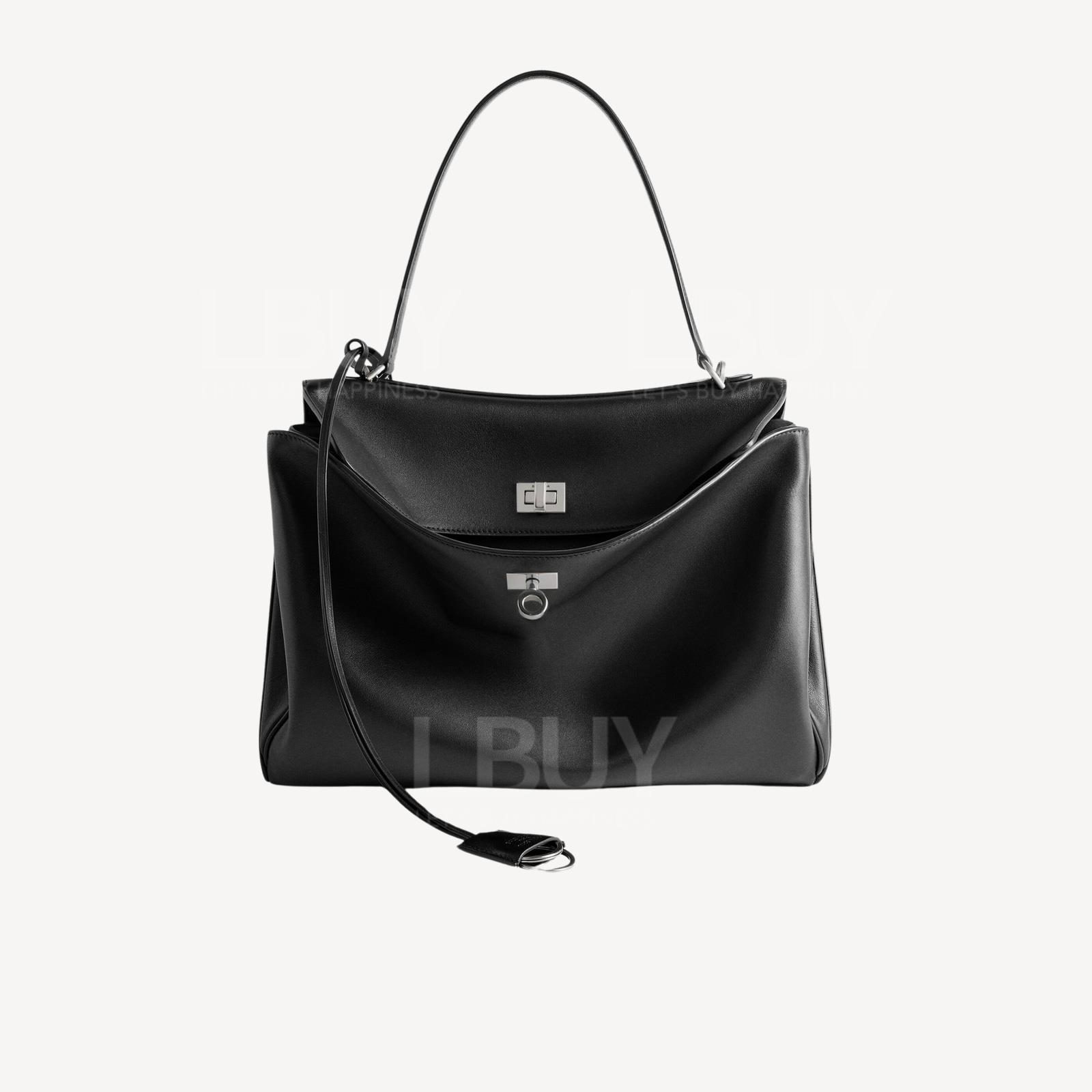 Balenciaga Rodeo 35 Medium Tote Bag Black Silver Buckle