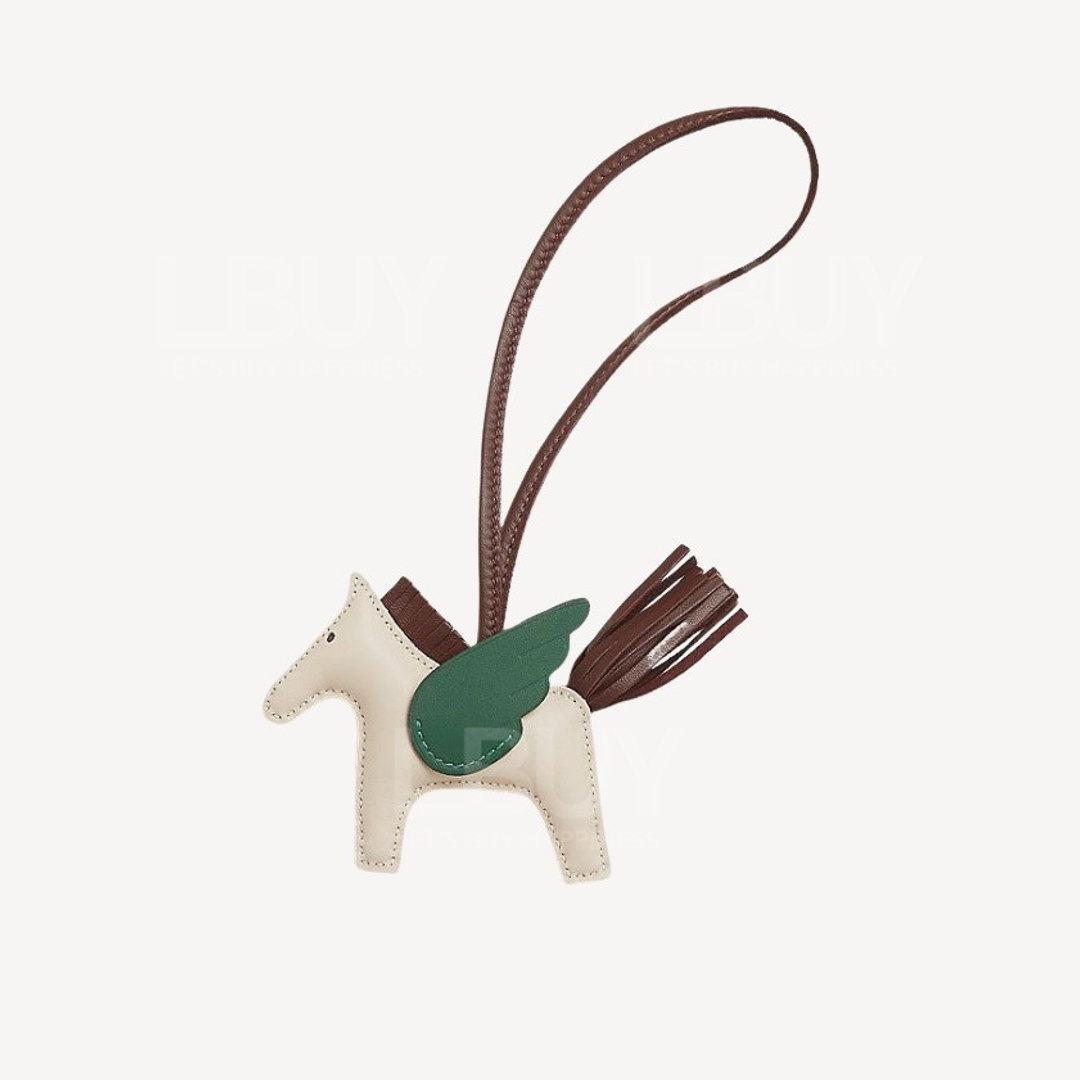 Hermes Rodeo Pegase PM Charm Flying Pouch Charm Cream White Green Brown Tri-color
