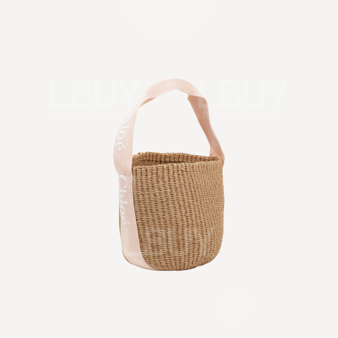 Chloe 印花Logo 粉色織紋手提籃