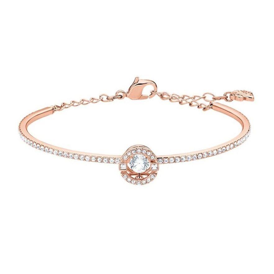SWAROVSKI Sparkling Dance 手镯 (圆形切割, 白色, 镀玫瑰金色调)