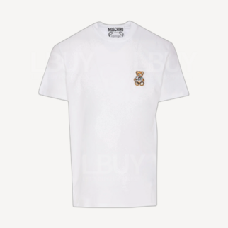 Moschino 刺繡意大利領帶泰迪小熊Logo短袖T恤 白色