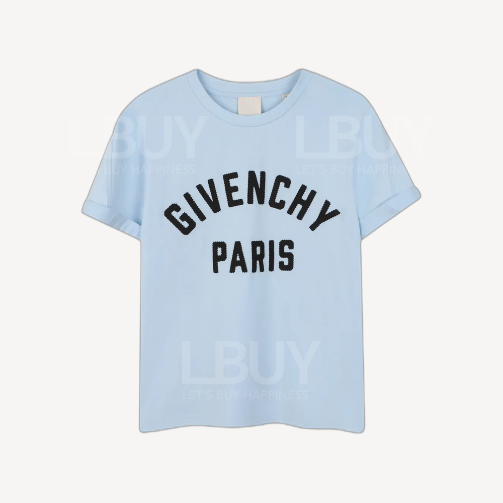 Givenchy 天蓝色刺绣logo短袖T恤 H31109