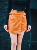  Suede Belted Skirt