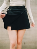 Suede Belted Skirt