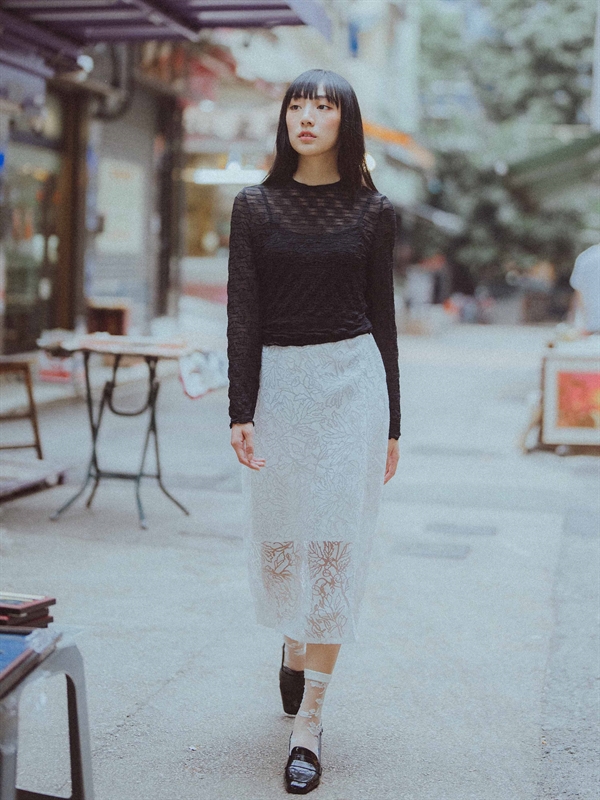 Floral Burn-Out Pencil Skirt 