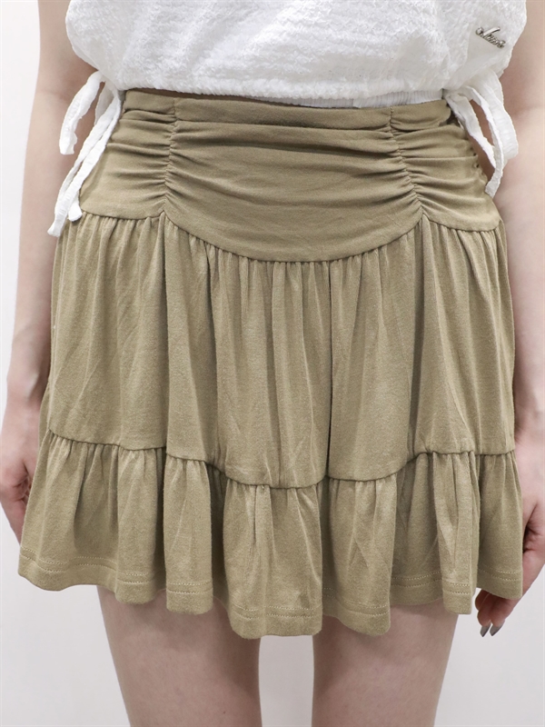Elastic ruffle skort