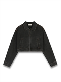 Cropped Zip Up Denim Jacket 