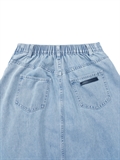 Washed Pleated Denim Skirt 