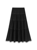  Eyelet Detail Tiered Maxi Skirt