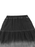 Denim Gradient Tiered Skirt 