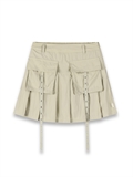  Eyelet Trims Pockets Pleated Skirts