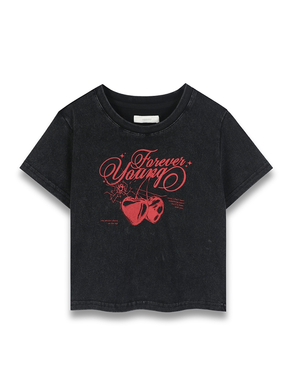 Wash Cherry Print Tee