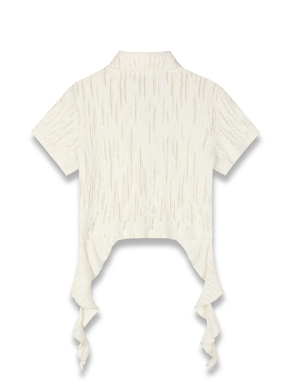 Ruffle Hem Zip Up Shirt