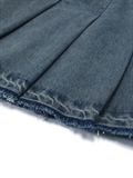  Pleated Denim Skirt With Belt