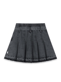  Pleated Denim Skirt With Belt