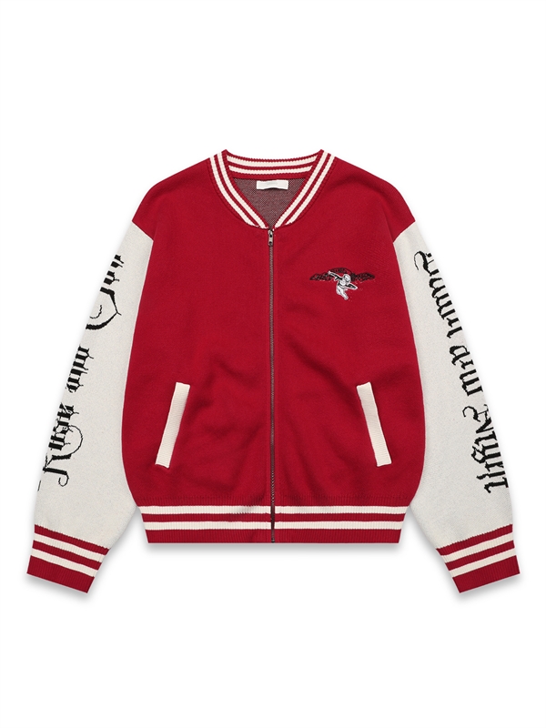 Jacquard Baseball Sweater Cardigan