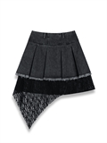  Denim Pleated Skirt