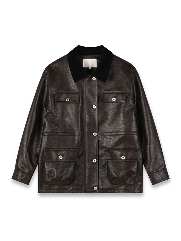 Drawstring Leather Jacket
