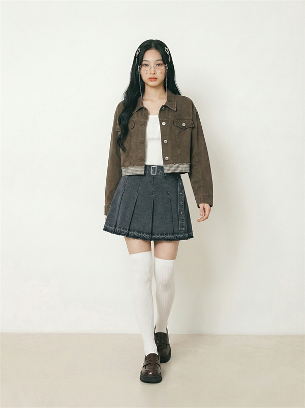 Checked Hem Shirt Jacket