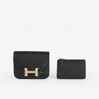 Hermes Constance Slim Wallet Black rghw