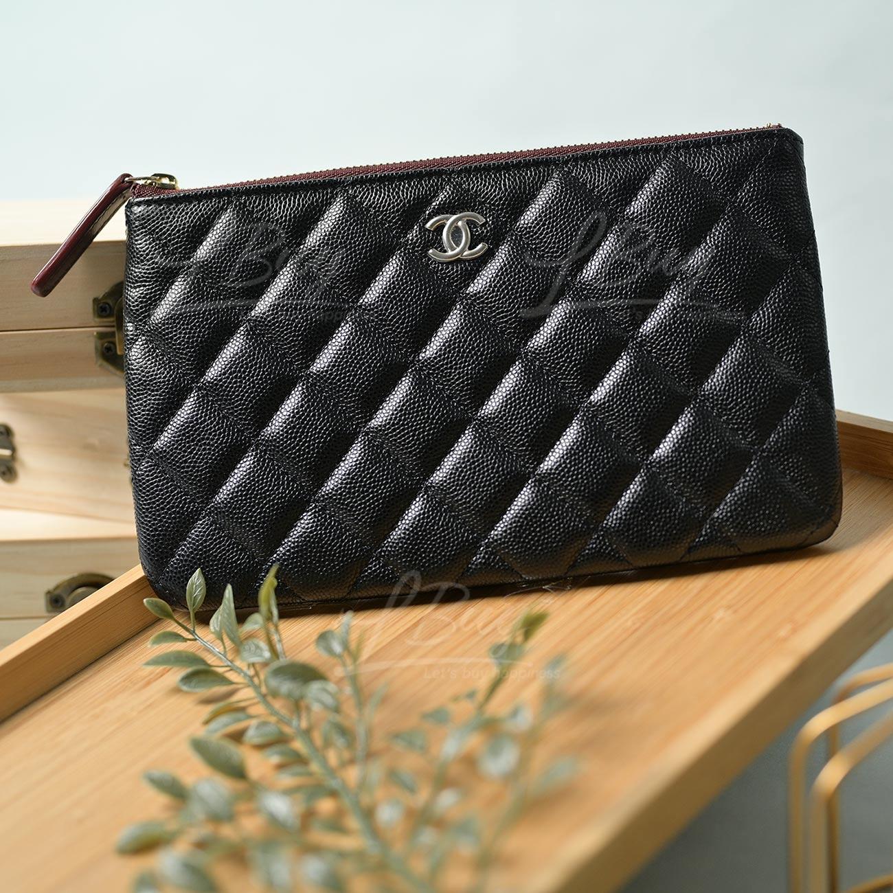 Chanel-Chanel Classic Zipper 20cm Pouch Black with Gold Tone