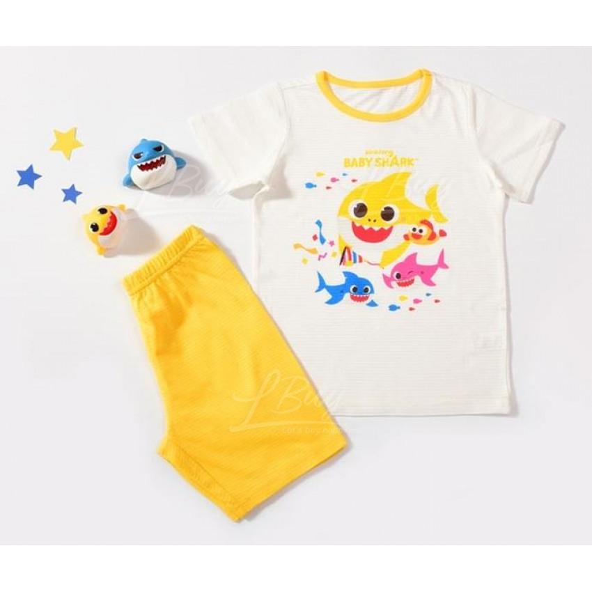 Baby shark 白色套装 (尺码: 90-120)