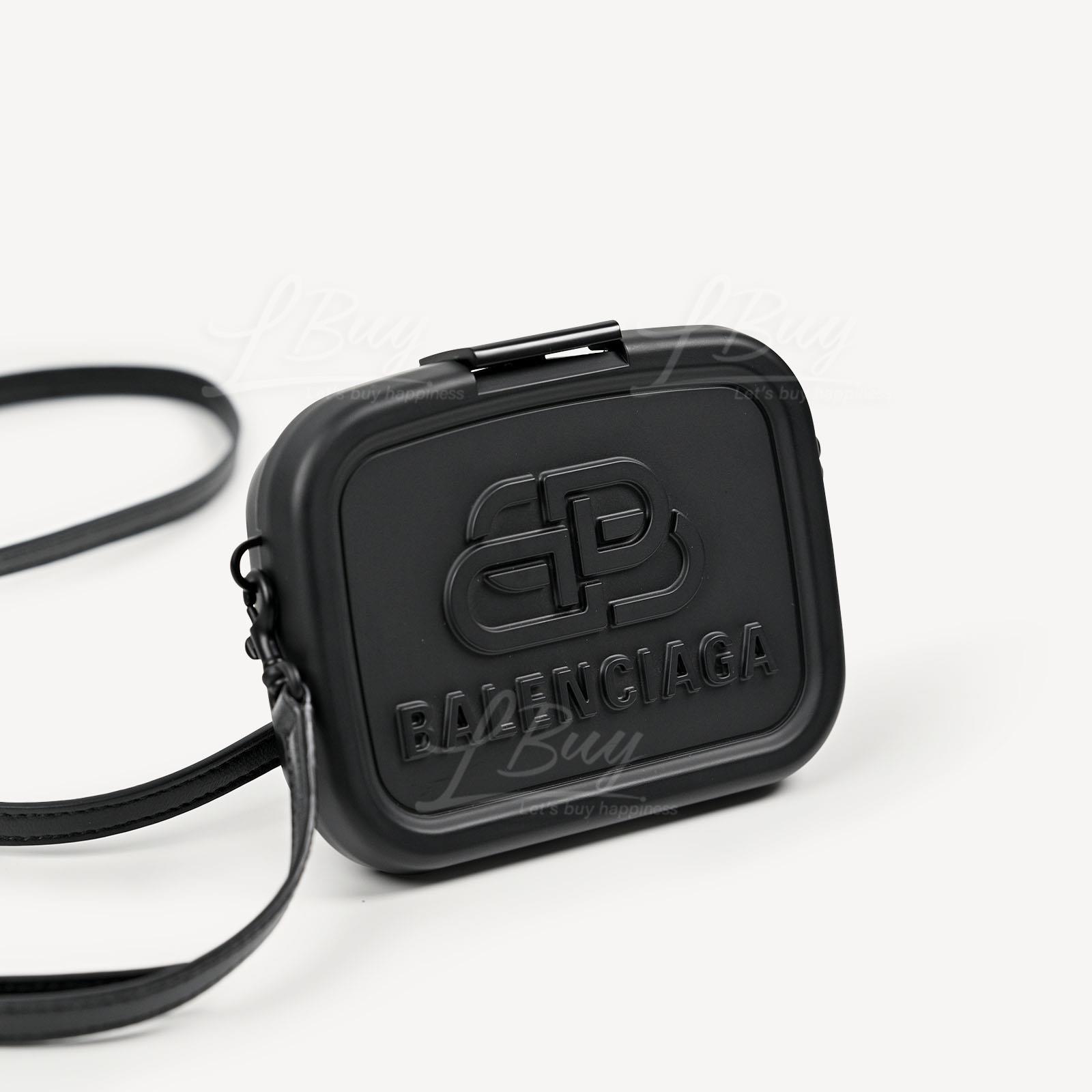 Balenciaga-Balenciaga Black Lunch Box Mini Case with Leather Strap