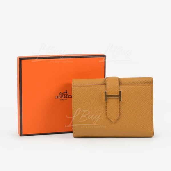 Hermès-Hermes Bearn Compact Verso Wallet Sesame and Bleu Hermès-Hermes Bearn Compact Verso Wallet Sesame and Bleu