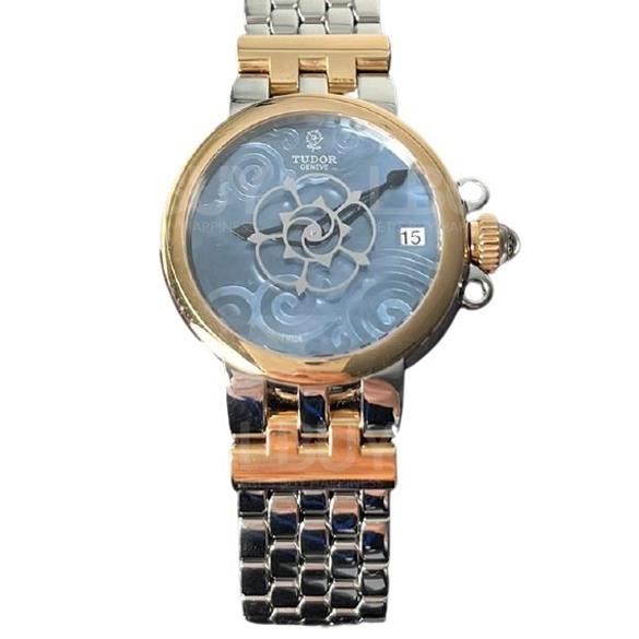 Tudor 帝陀 Clair De Rose 天藍色珍珠貝母盤不銹鋼錶帶玫瑰系列 35701-65770