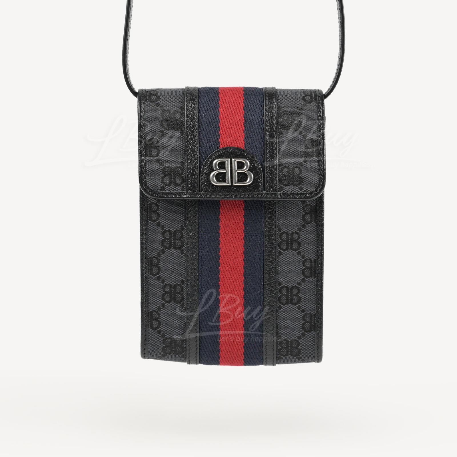 Gucci X Balenciaga The Hacker Project Hacker Phone Bag in Coated Canvas in Black