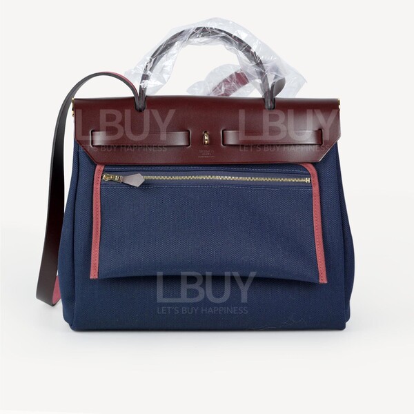 Hermès-Hermes Herbag Zip 31 Bag Bleu Marine; Rouge Sellier