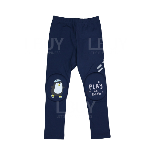 OZKIZ 二合一護膝 x 運動 Leggings 長褲 藍色企鵝款 （尺寸：100-130）