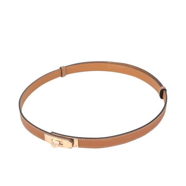 Hermès-Hermes Kelly 18 Belt Gold with Rose Gold Hardware