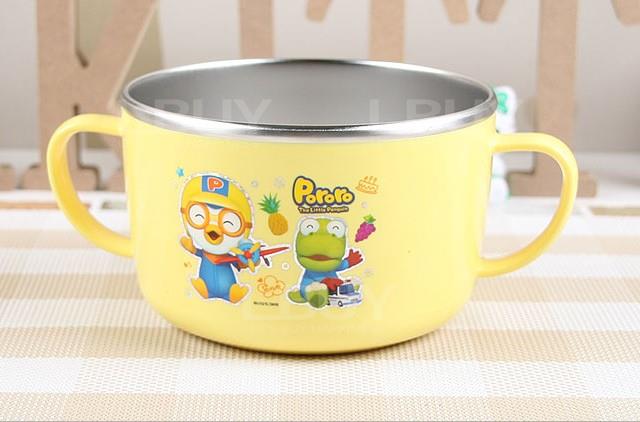 Pororo 冰镇企鹅仔不锈钢双挂耳隔热餐碗(大)