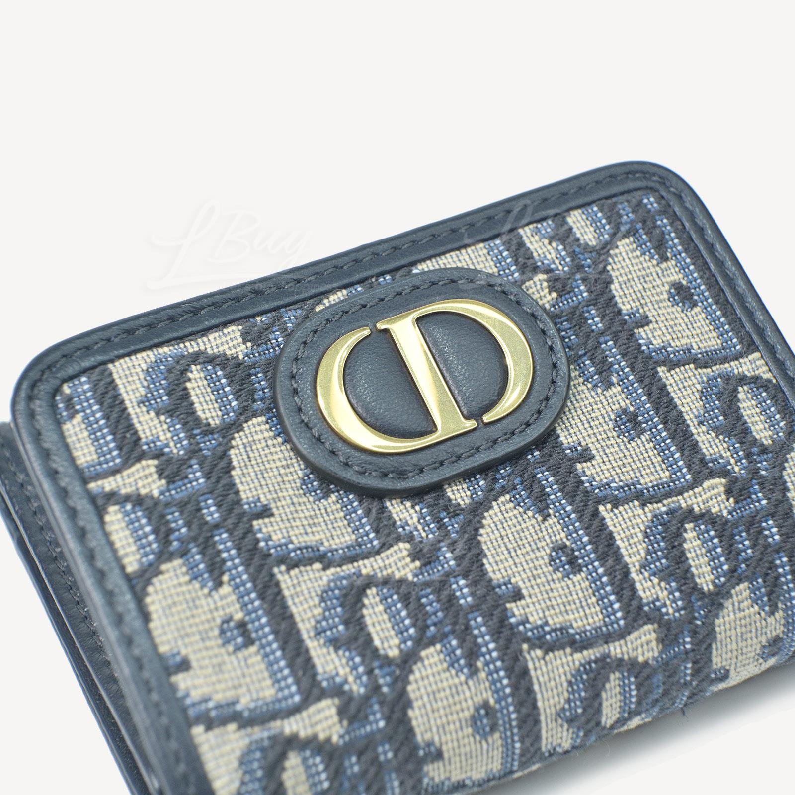 Dior-Dior 30 Montaigne Lotus Blue Oblique Jacquard Wallet