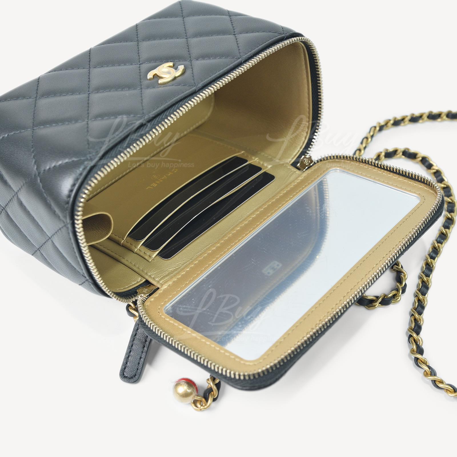 Chanel-Chanel Gold Ball Mirror Base CC Logo Black Long Chanel-Chanel Gold Ball Mirror Base CC Logo Black Long