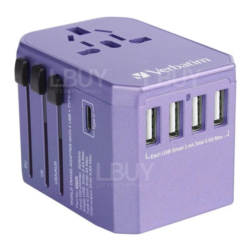 Verbatim 5 Ports Universal Travel Adapter Purple