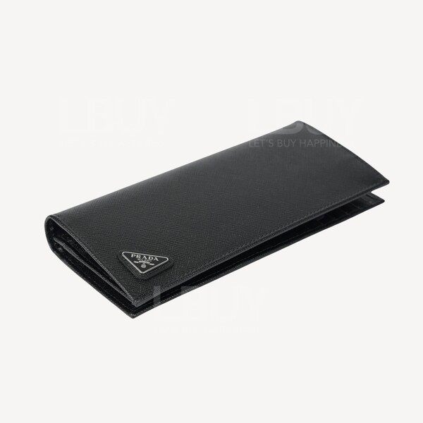 Prada-Prada Saffiano Triangle Logo Leather Card Slots Long