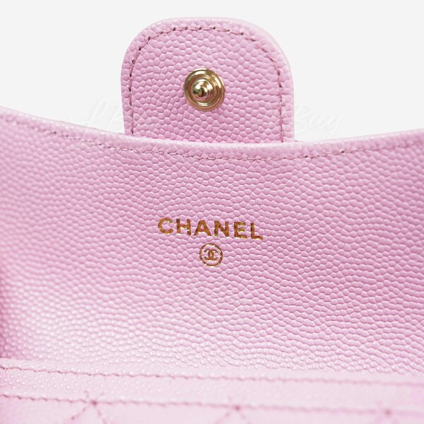 Chanel 25SClassicカード ホルダーBaby Pink Gold AP0214 Classic card holder - Lambskin & gold-tone metal, light pink