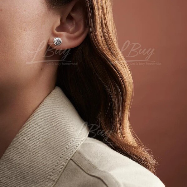 Hermès-Hermes Ex-Libris 925 Sterling Silver earrings very