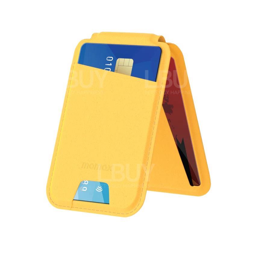 MOMAX 1-Wallet Magnetic Card Holder With Stand Yellow