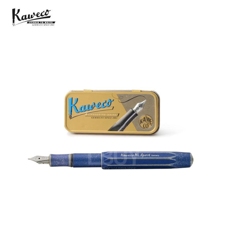 Kaweco AL SPORT Stonewashed Fountain Pen Blue F with tin box with 0.7mm nib