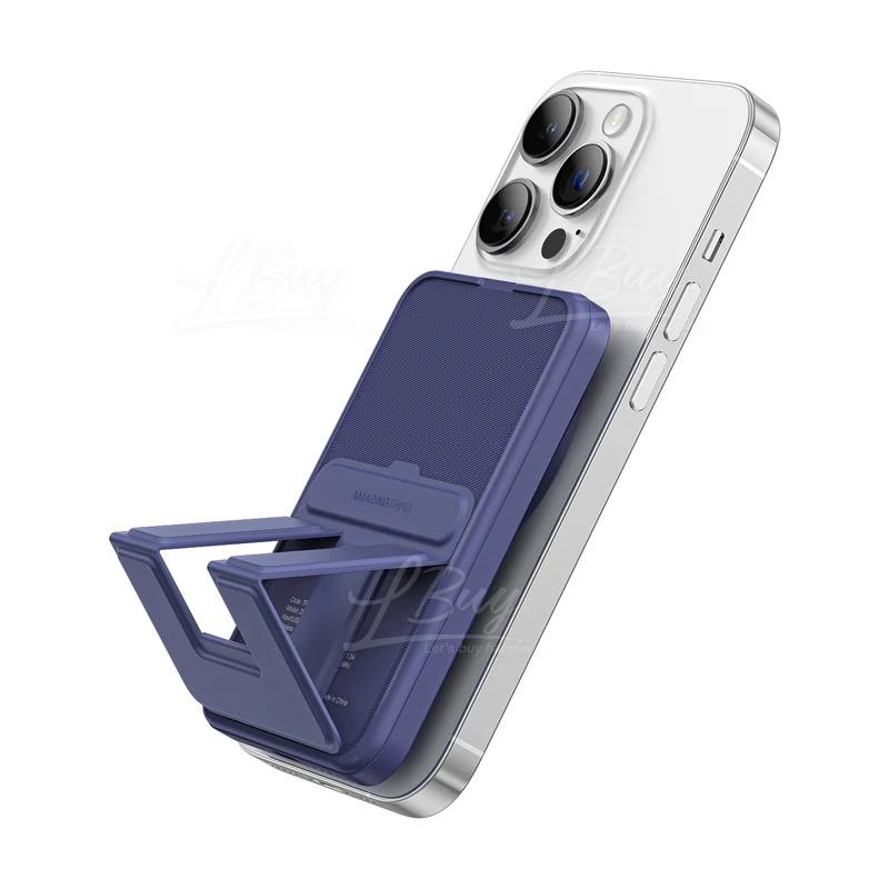 AMAZINGthing  USB-C 薄身磁吸 無線移動電源連支架 5000mAh PD22.5W 藍色