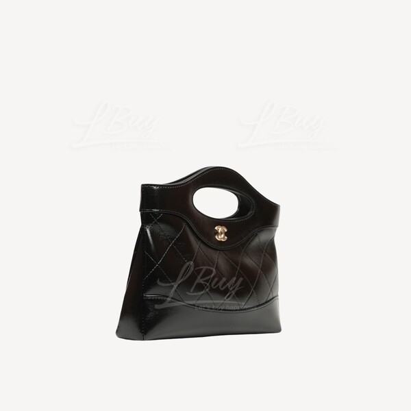Chanel-Chanel 31 Nano Gold CC Logo Shinny Calfskin Chain Bag Chanel-Chanel 31 Nano Gold CC Logo Shinny Calfskin Chain Bag