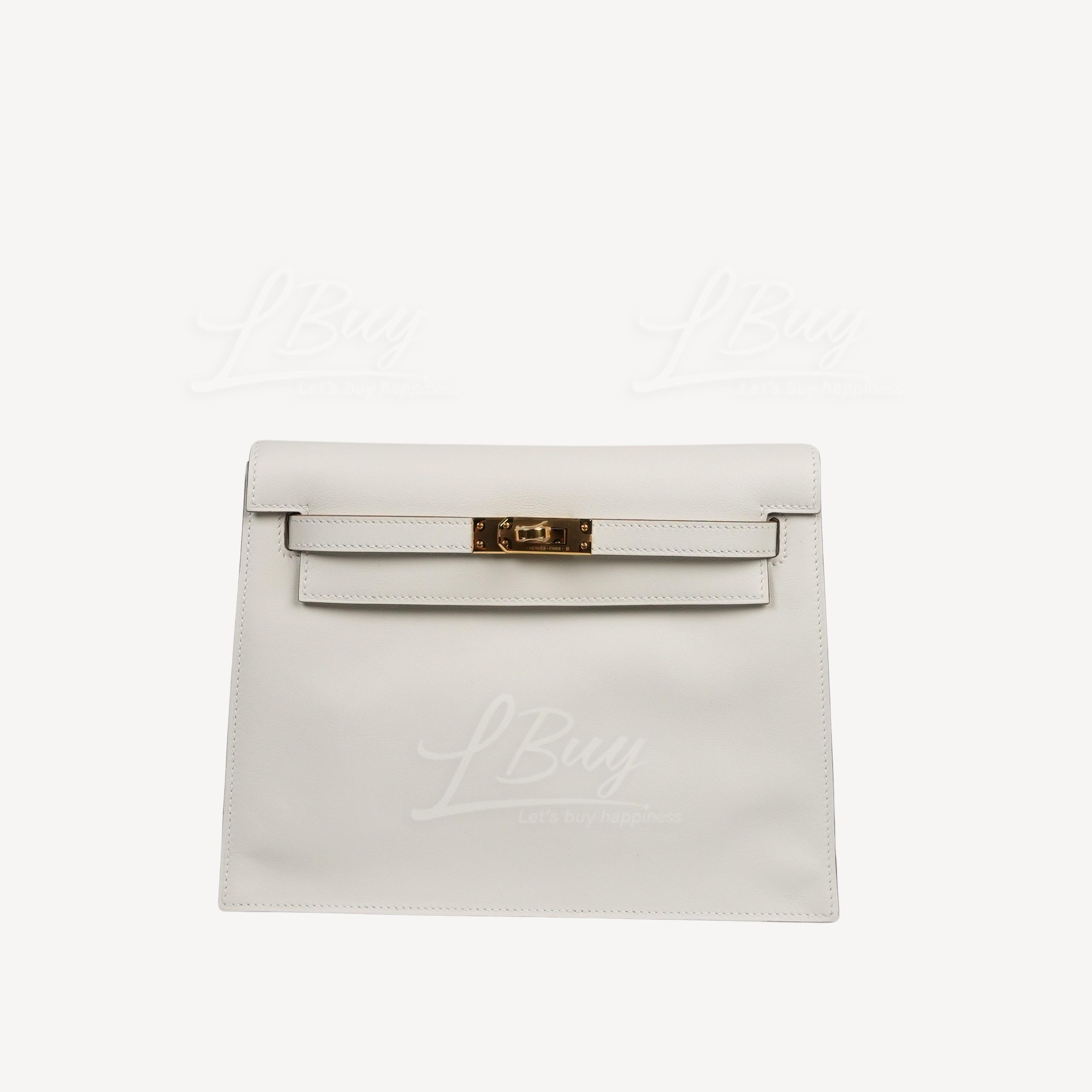 Hermes Kelly Danse II 單肩袋 M4奶灰色 金扣