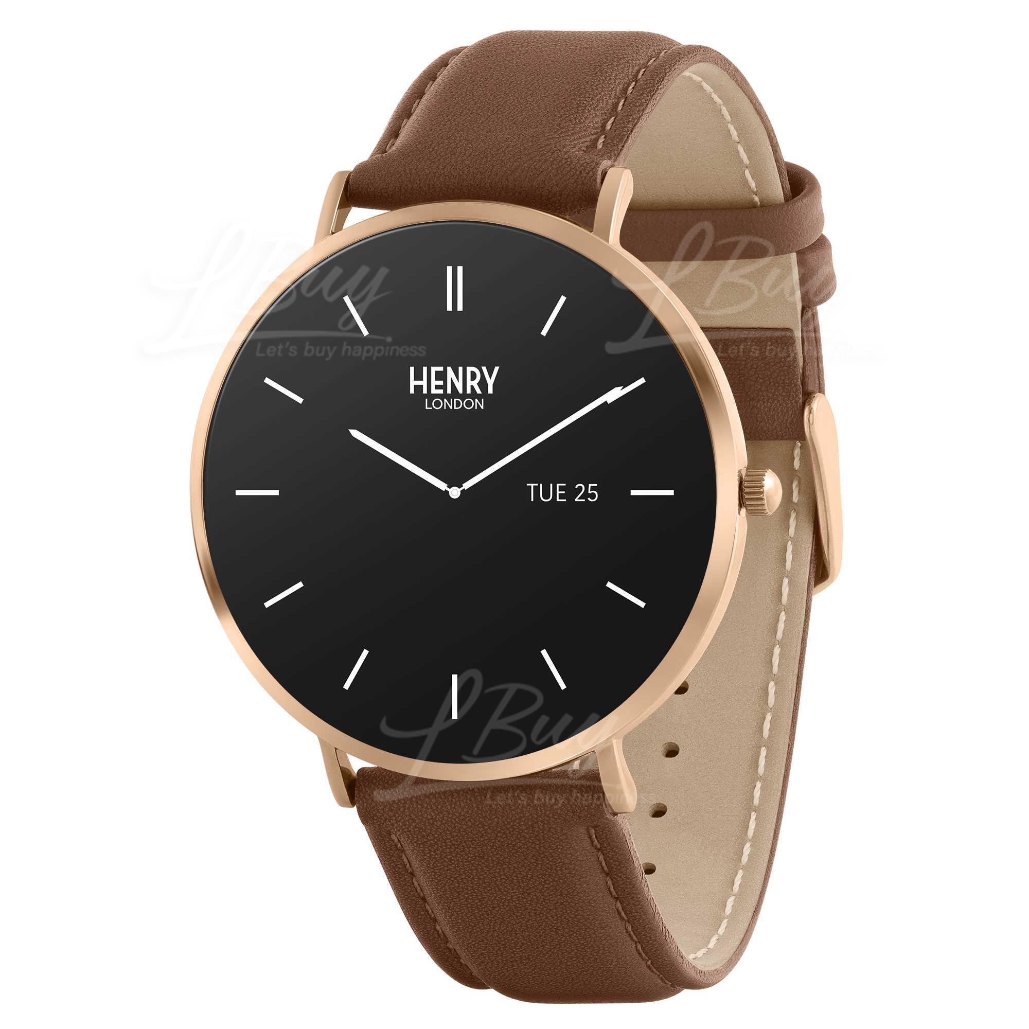 UK Henry London Elegant Smart Watch (Rose Gold and Chocolate Leather) HLS65-002